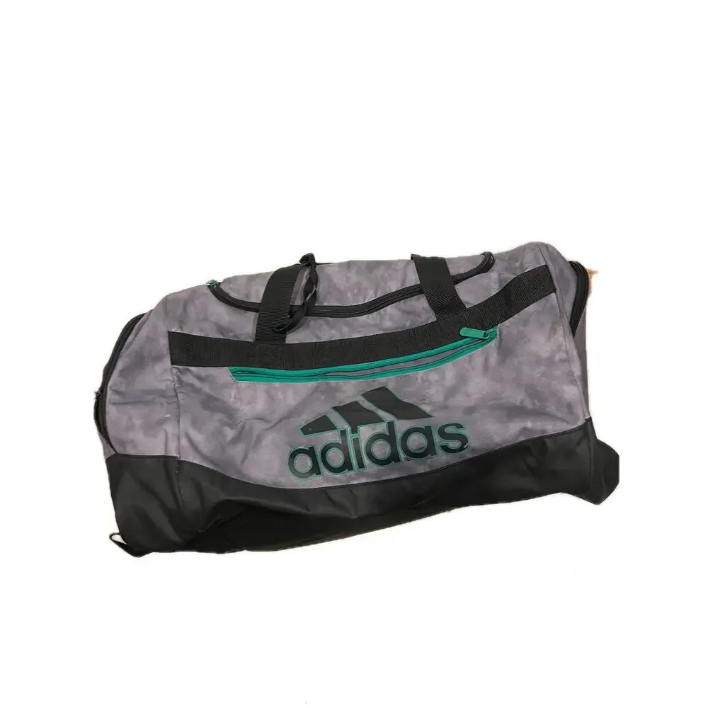 Adidas Defender Large Black Gray Green Duffel Gym Bag